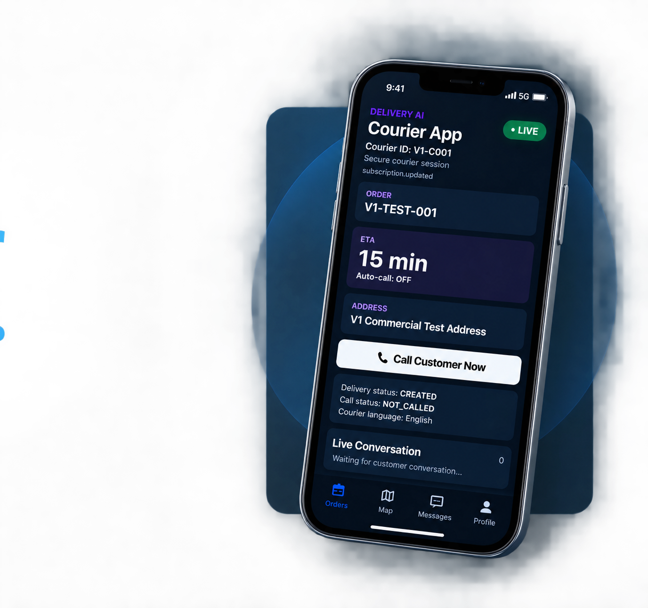 Delivery AI Courier App on a smartphone